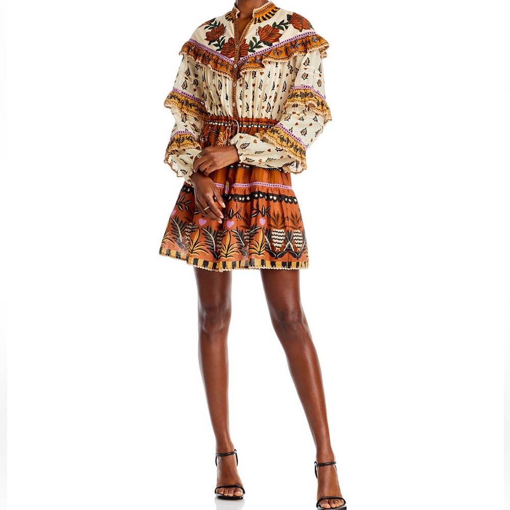 Farm Rio ⭐️NWT⭐️Ainika Ruffled Mini Dress size XS - Picture 8 of 10